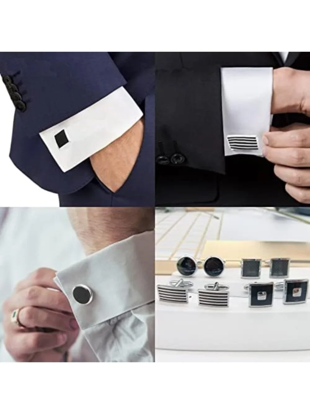 Classic Tone Cufflinks for Men - 12 Pairs Stylish Accessories for Formal Wear
